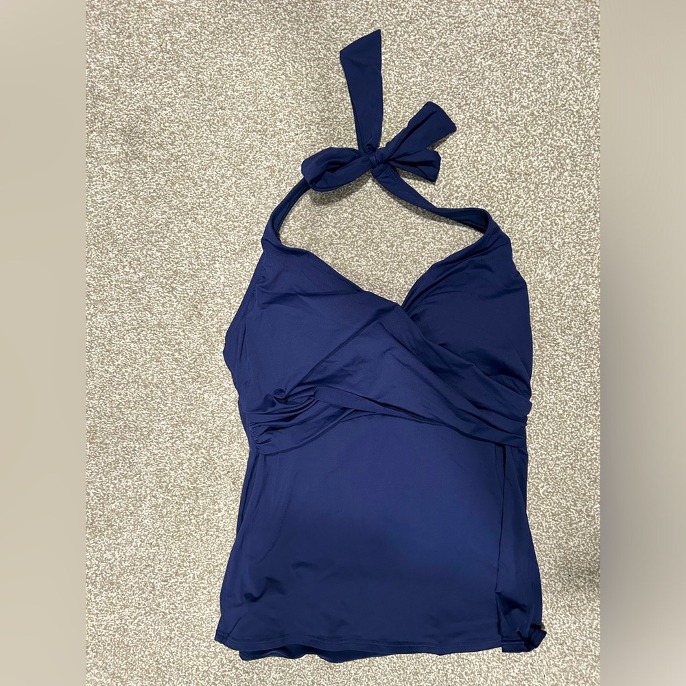 Navy Blue Land’s End size 8 Halter Tie V Neck Swim Top